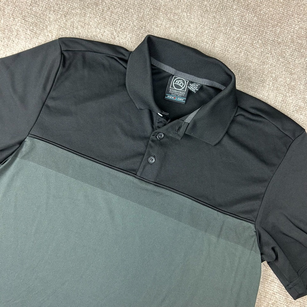 Stormtech Monterey Two Tone Performance Polo Shirt Mens M Black Green H2X DRY